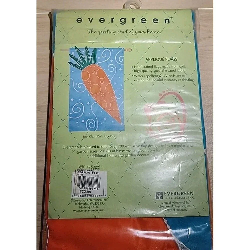 Evergreen Applique Flag 28x44 Inch Carrot Easter Spring